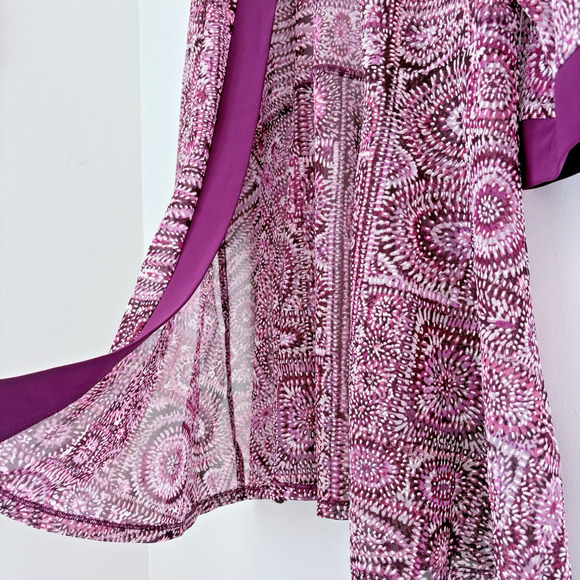 R&M RICHARDS Open Front Layering Cardigan Size 12 | Textured Sheer Purple Pink - Picture 5 of 11
